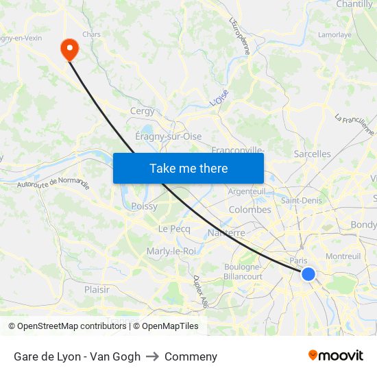 Gare de Lyon - Van Gogh to Commeny map