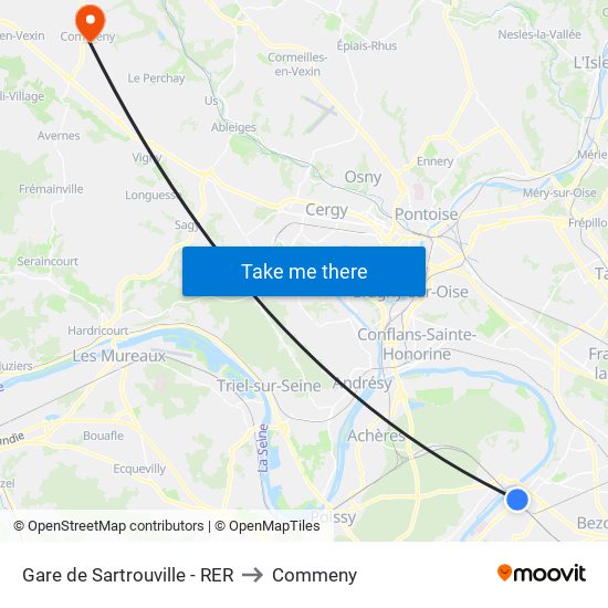 Gare de Sartrouville - RER to Commeny map