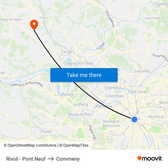 Rivoli - Pont Neuf to Commeny map