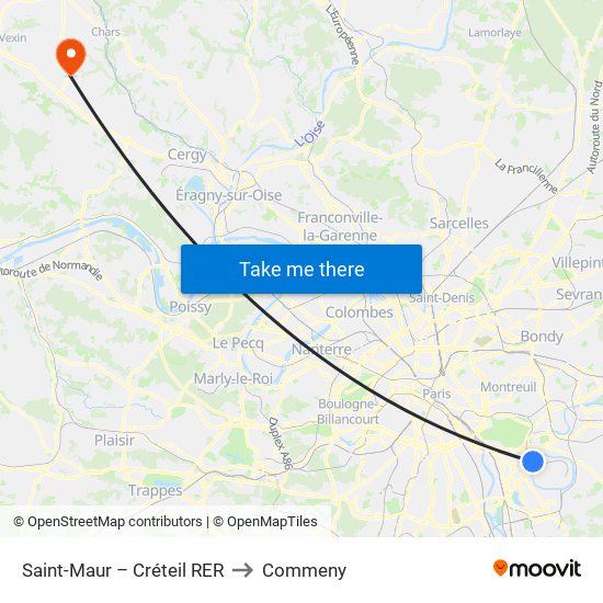 Saint-Maur – Créteil RER to Commeny map