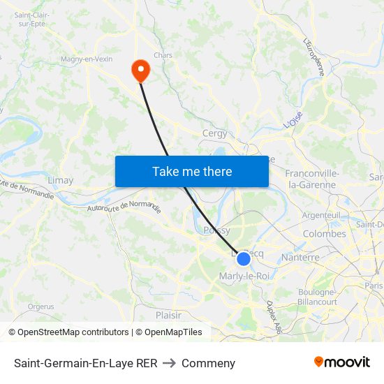 Saint-Germain-En-Laye RER to Commeny map