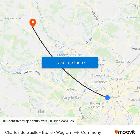 Charles de Gaulle - Étoile - Wagram to Commeny map