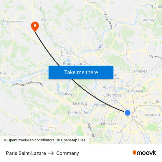 Paris Saint-Lazare to Commeny map