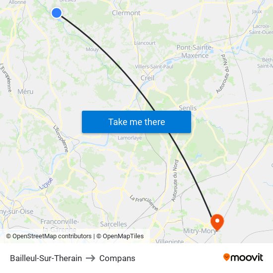 Bailleul-Sur-Therain to Compans map
