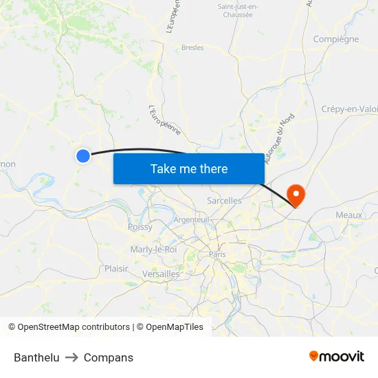 Banthelu to Compans map