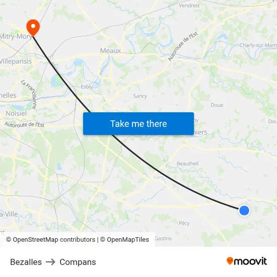 Bezalles to Compans map