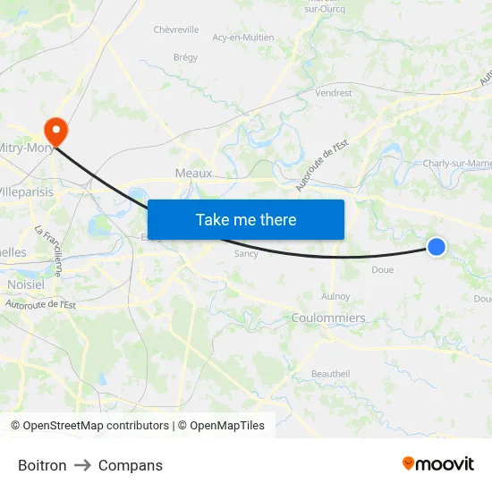 Boitron to Compans map