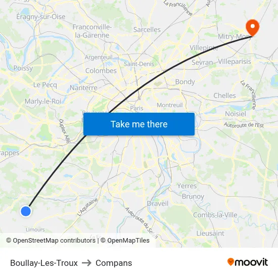Boullay-Les-Troux to Compans map