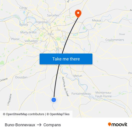 Buno-Bonnevaux to Compans map