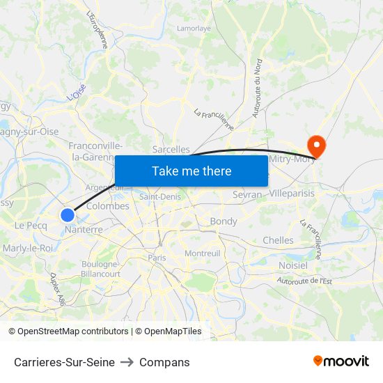 Carrieres-Sur-Seine to Compans map