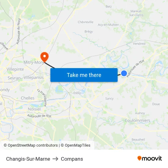 Changis-Sur-Marne to Compans map