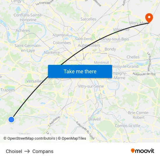 Choisel to Compans map