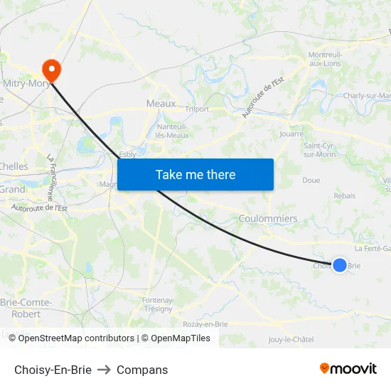 Choisy-En-Brie to Compans map