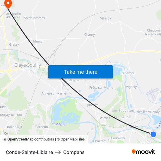 Conde-Sainte-Libiaire to Compans map