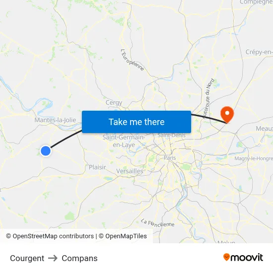 Courgent to Compans map