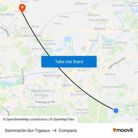 Dammartin-Sur-Tigeaux to Compans map
