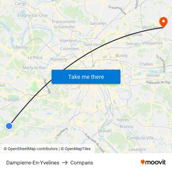 Dampierre-En-Yvelines to Compans map