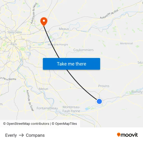Everly to Compans map