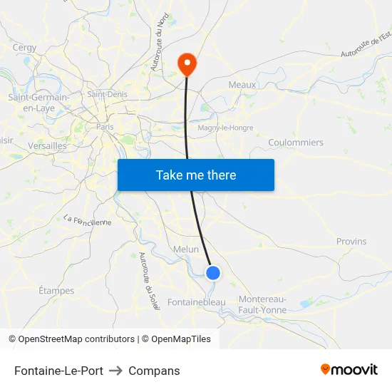 Fontaine-Le-Port to Compans map