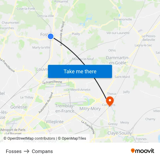 Fosses to Compans map
