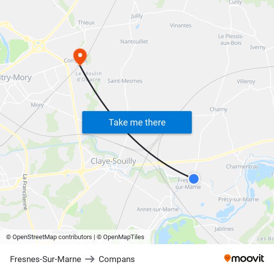 Fresnes-Sur-Marne to Compans map