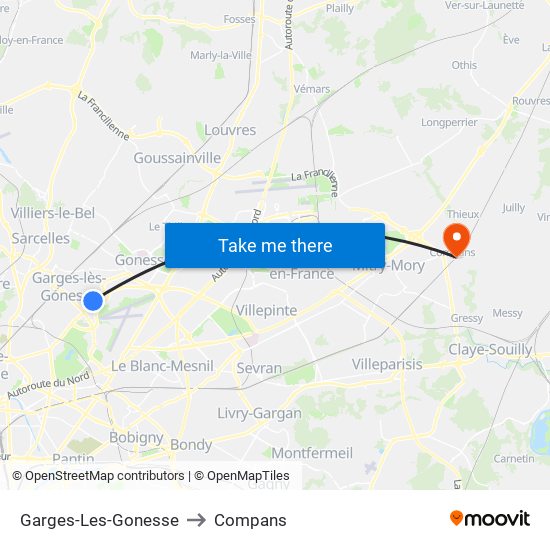 Garges-Les-Gonesse to Compans map