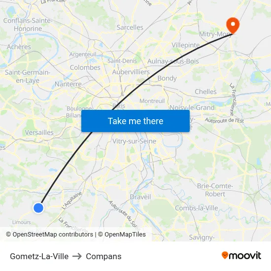 Gometz-La-Ville to Compans map