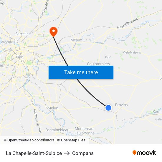 La Chapelle-Saint-Sulpice to Compans map