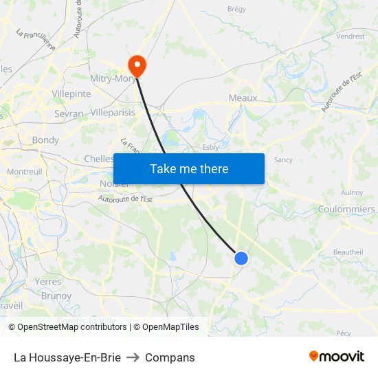 La Houssaye-En-Brie to Compans map