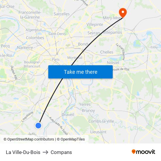 La Ville-Du-Bois to Compans map