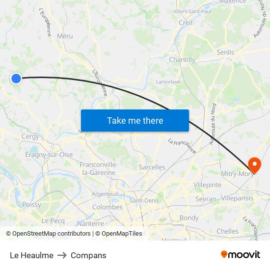 Le Heaulme to Compans map