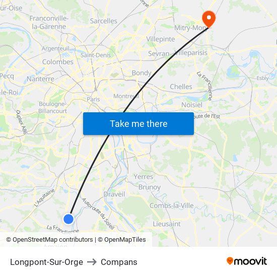 Longpont-Sur-Orge to Compans map