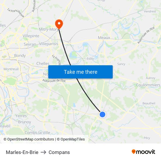 Marles-En-Brie to Compans map