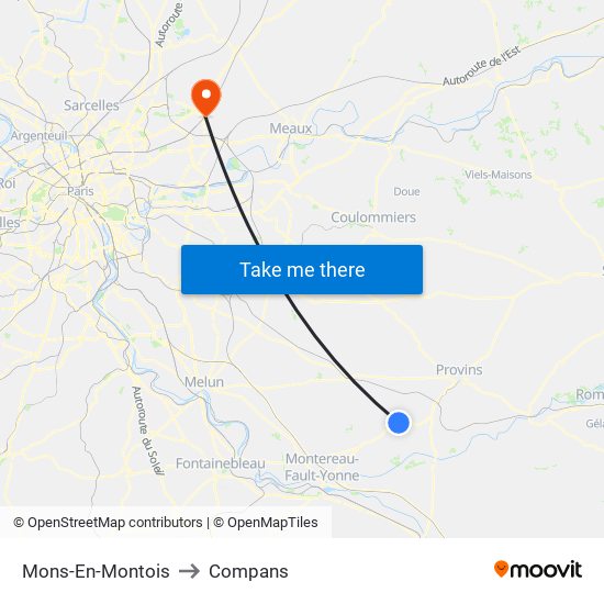 Mons-En-Montois to Compans map