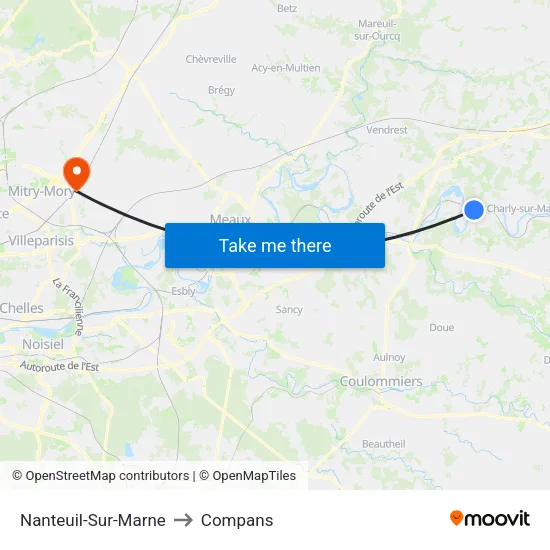 Nanteuil-Sur-Marne to Compans map