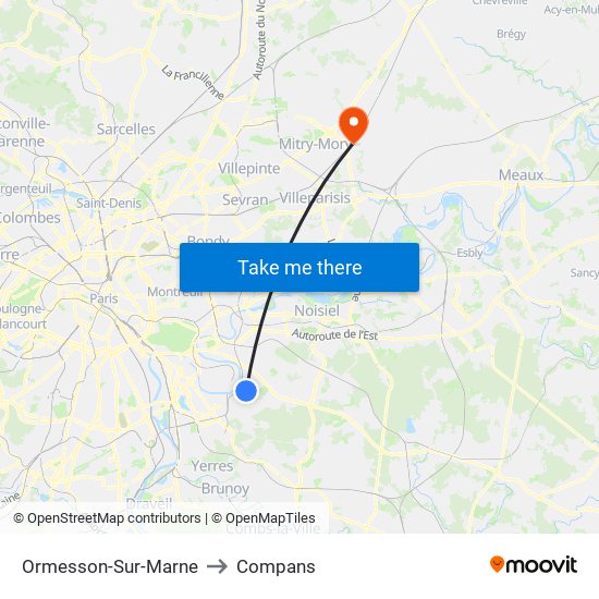 Ormesson-Sur-Marne to Compans map
