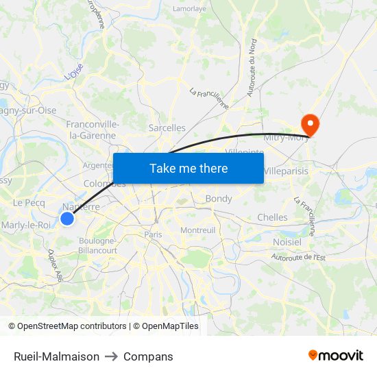 Rueil-Malmaison to Compans map