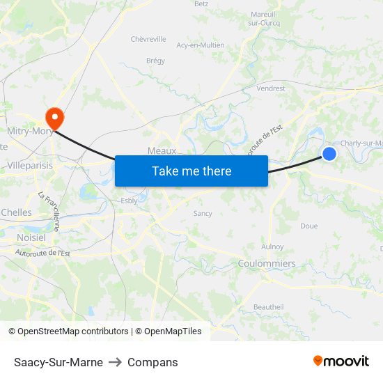 Saacy-Sur-Marne to Compans map