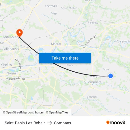 Saint-Denis-Les-Rebais to Compans map