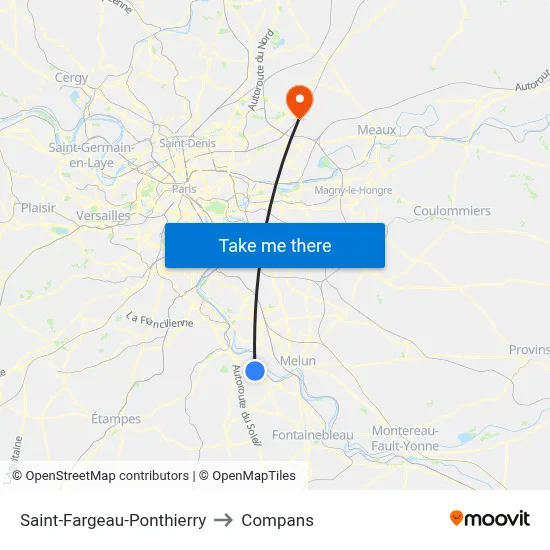 Saint-Fargeau-Ponthierry to Compans map