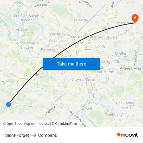 Saint-Forget to Compans map