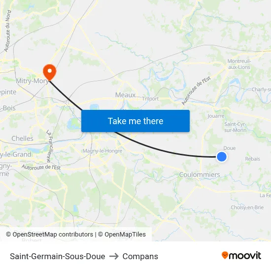 Saint-Germain-Sous-Doue to Compans map