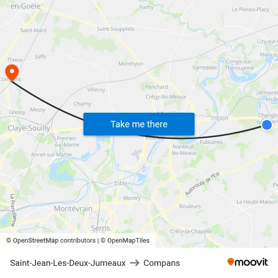 Saint-Jean-Les-Deux-Jumeaux to Compans map