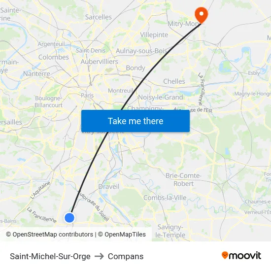 Saint-Michel-Sur-Orge to Compans map