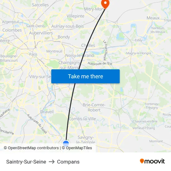 Saintry-Sur-Seine to Compans map