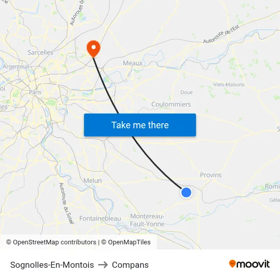 Sognolles-En-Montois to Compans map