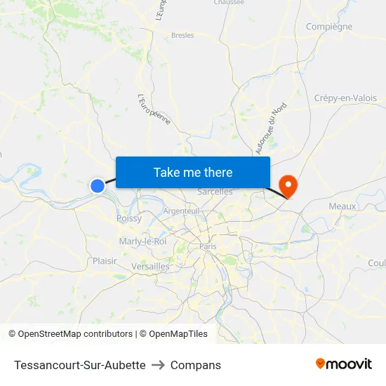 Tessancourt-Sur-Aubette to Compans map