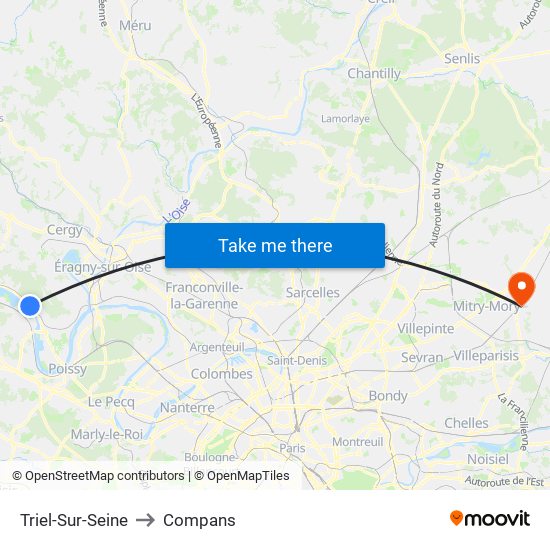 Triel-Sur-Seine to Compans map