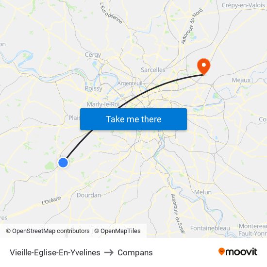 Vieille-Eglise-En-Yvelines to Compans map