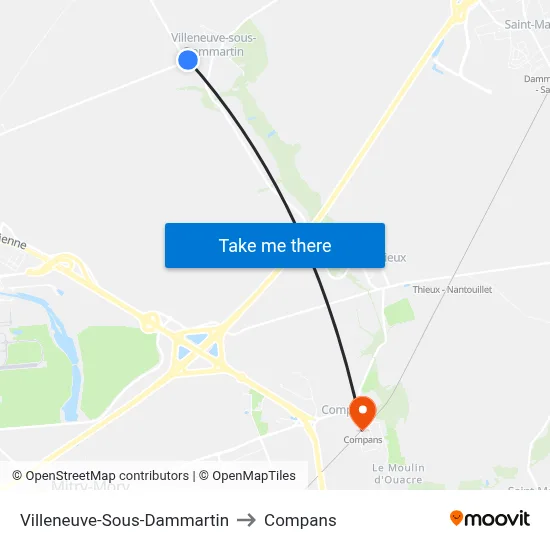 Villeneuve-Sous-Dammartin to Compans map